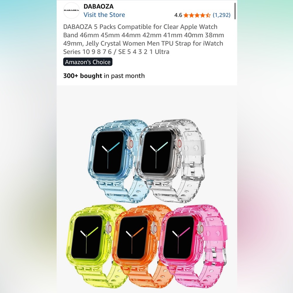 Colorful Transparent Smartwatch Cases